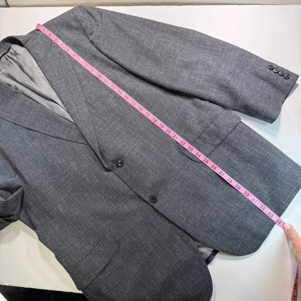 Paul Fredrick Men's Gray Blazer Sport Coat Single Breasted Wool Silk Linen 46L